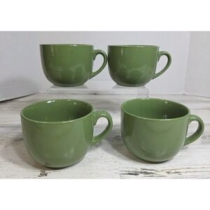 Set of 4 Pier 1 Essential Cafe Au Lait GreenStoneware Oversized Coffee Mugs 22oz